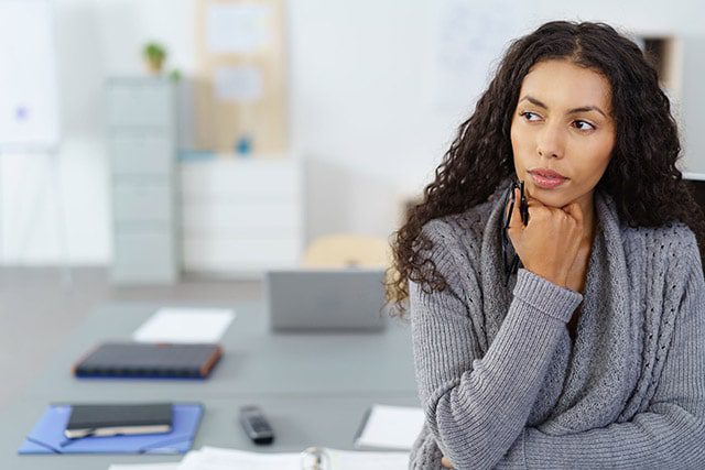 woman pondering the future